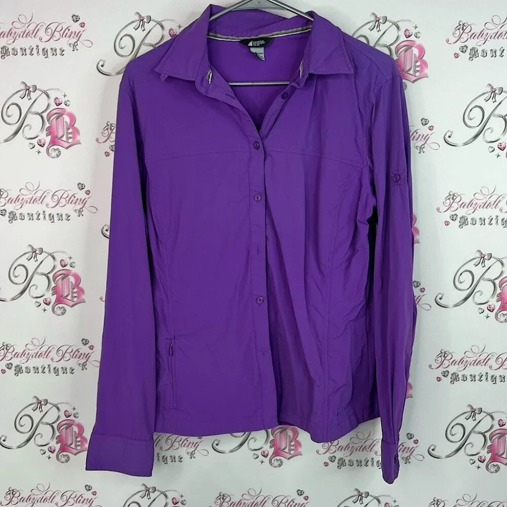MEC button up royal Vibrant Purple Button Down Shirt for Women
